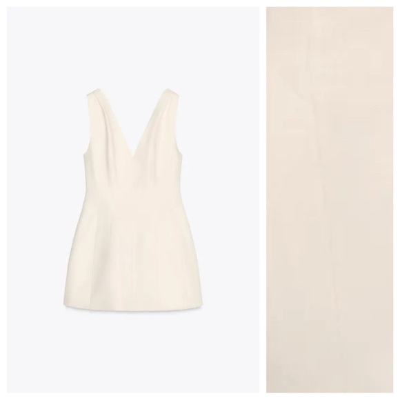 NWT. Zara ZW Collection Ecru Voluminous Short Dress. Size XS. - Picture 5 of 12